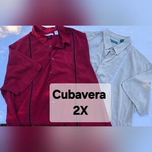 Cubavera Men's Burgundy and Light Gray Shirt Duo Short Sleeved